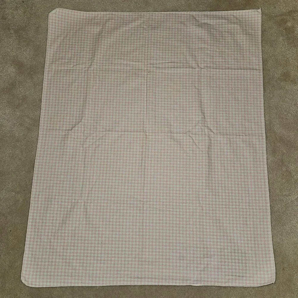 VTG Carter's Pink White Gingham Print Receiving Blanket 30x40 100% Cotton READ
